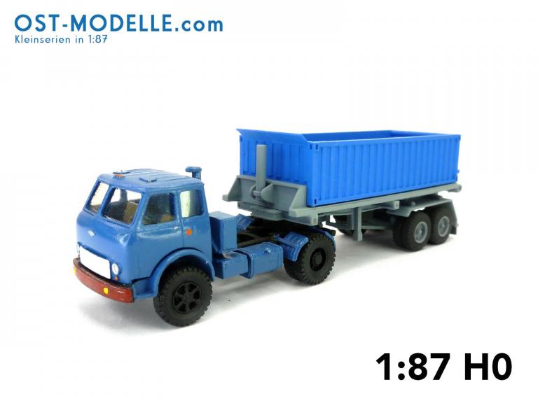 Set MAZ 500 Sattelzugmaschine Kippcontainer Sattelauflieger Basis ZREMB GNP20 grau blau SZM blau